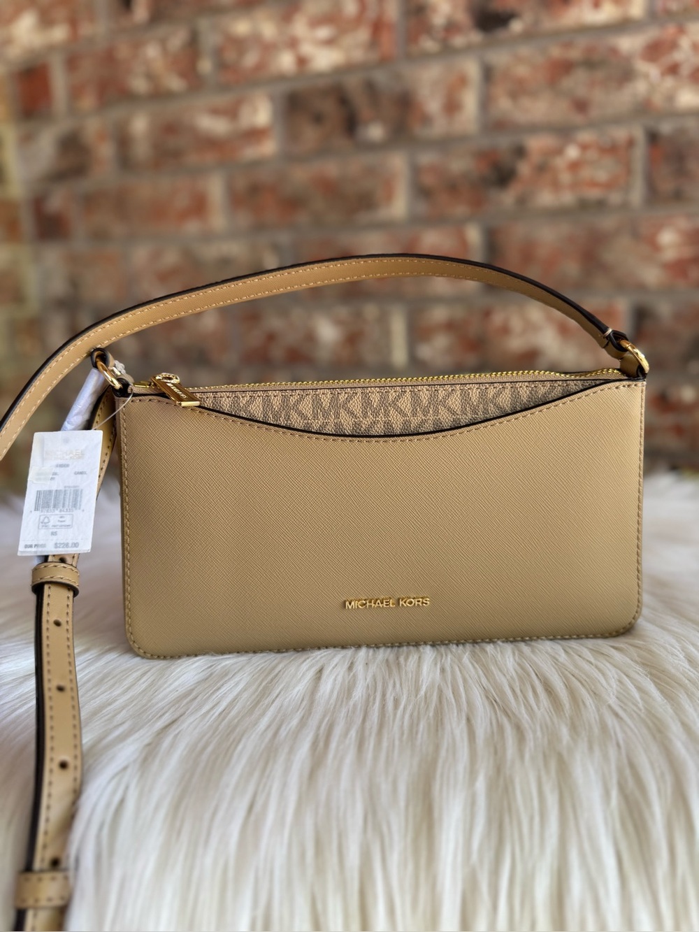 Michael Kors Beige/Tan Saffiano Crossbody Bag